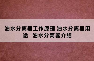 油水分离器工作原理 油水分离器用途   油水分离器介绍